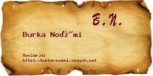 Burka Noémi névjegykártya